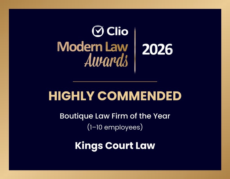 Clio Modern Law Awards 2026 – Highly Commended, Boutique Law Firm of the Year